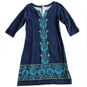 Hatley Women's Blue Floral Path 3/4 Sleeve Summer Dress 100% Cotton Size Medium